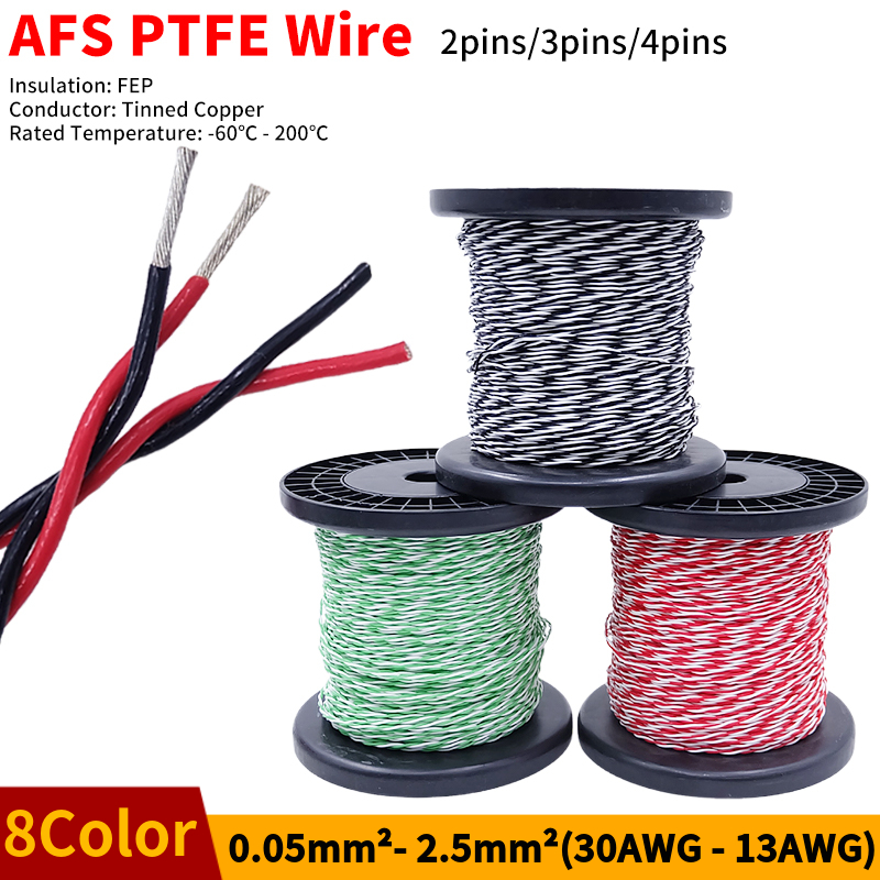Diy Electronics Audio - PTFE ลวด AFS200 2pins 26/25/24/22/20/18/17/15/13AWG FEP