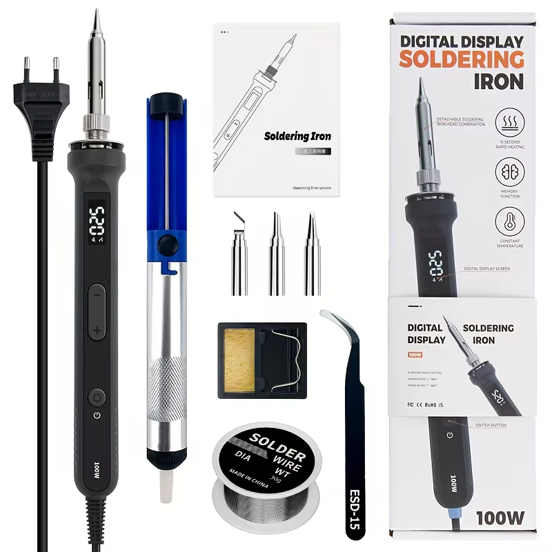 Soldering Iron Kit - ชุดเครื่องมือบัดกรีดิจิตอล 100W ปรับอุณหภูมิได้ สำหรับซ่อมมอเตอร์ไซค์และซ่อมวงจรอิเล็กทรอนิกส์