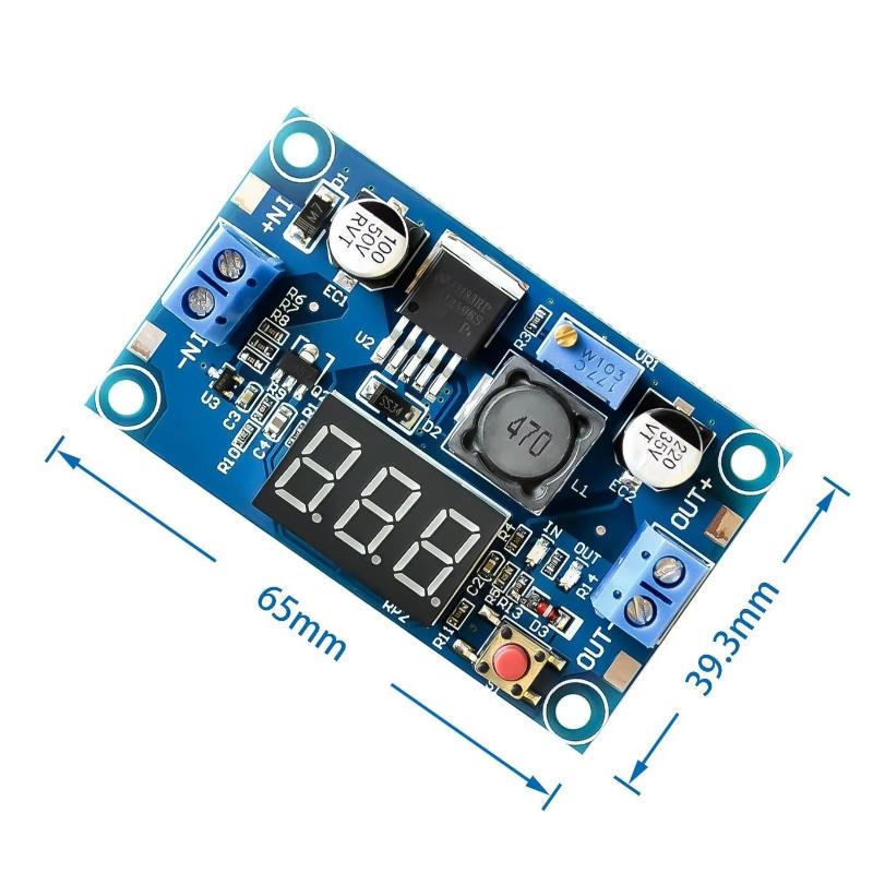 Diy Electronics Supplies - โมดูลจ่ายไฟ LM2596 พร้อมหน้าจอแสดงผล 3A 2.5-40V ปรับค่าแรงดันไฟฟ้า