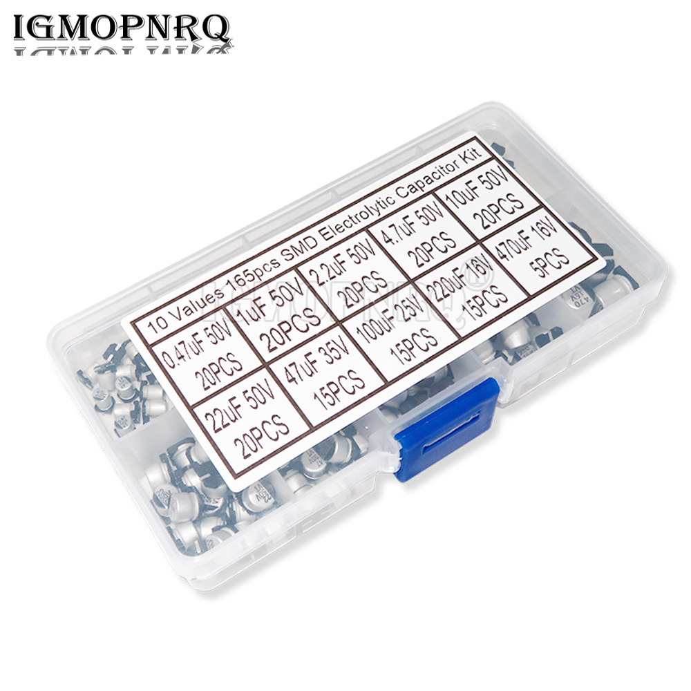 Capacitor Kit Assortment - 165PCS 10 ค่า SMD อลูมิเนียม Electrolytic