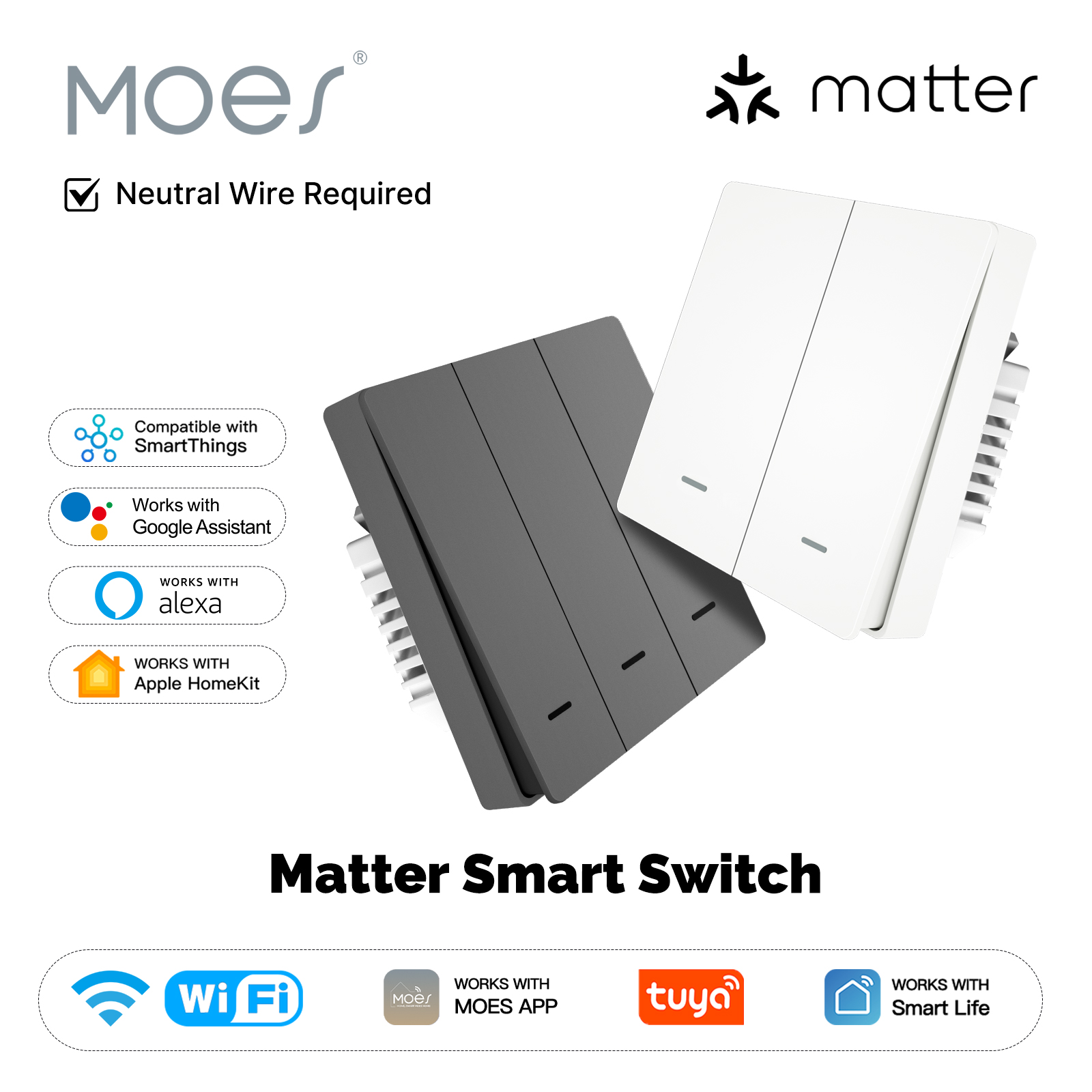 Diy Electronics Button - MOES Matter Tuya WiFi สมาร์ทปุ่มสวิทช์ EU