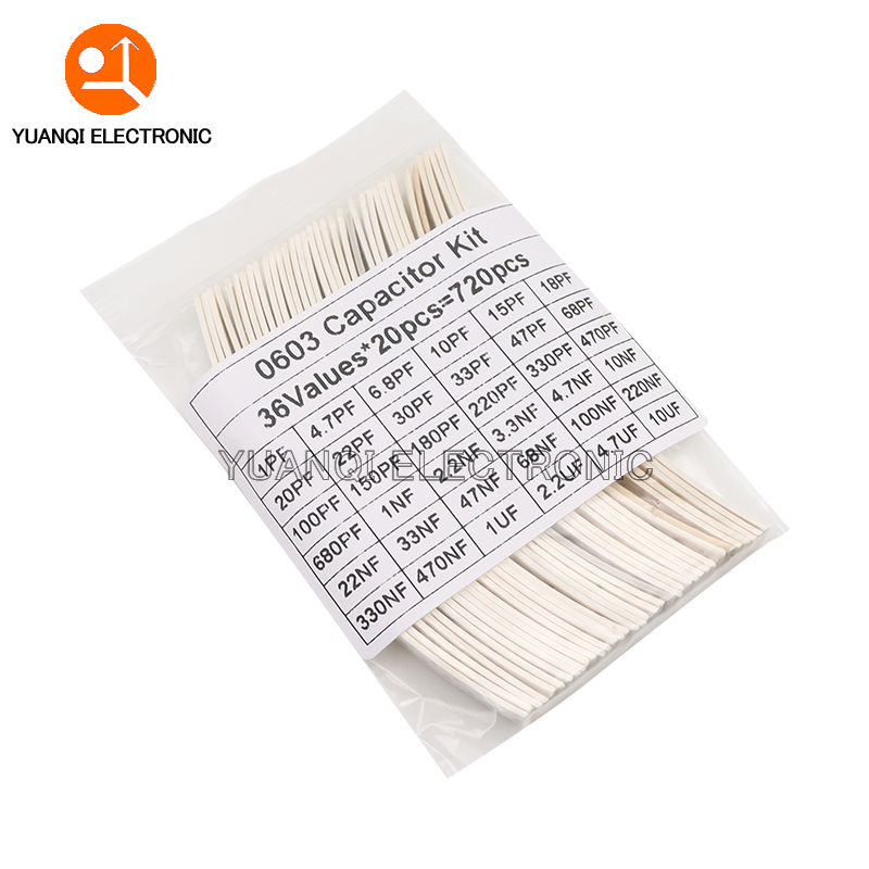 Capacitor Kit Assortment - 320ชิ้น720ชิ้นชุดตัวเก็บประจุ0603 0805 1206 SMD คละแบบ16/36/50ชุดความจุ1PF-10UF 100NF