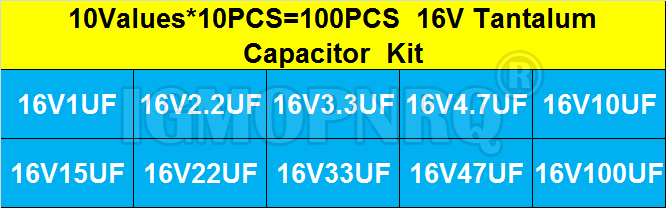 100PCS 10Value * 10Pcs 16V Tan - Capacitor Kit Assortment บทวิจารณ์และราคา